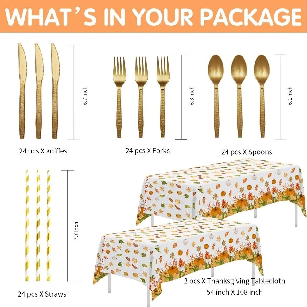 Thanksgiving Party Decorations Tableware, Fall Autumn Leaves Pumpkin Theme Thank
